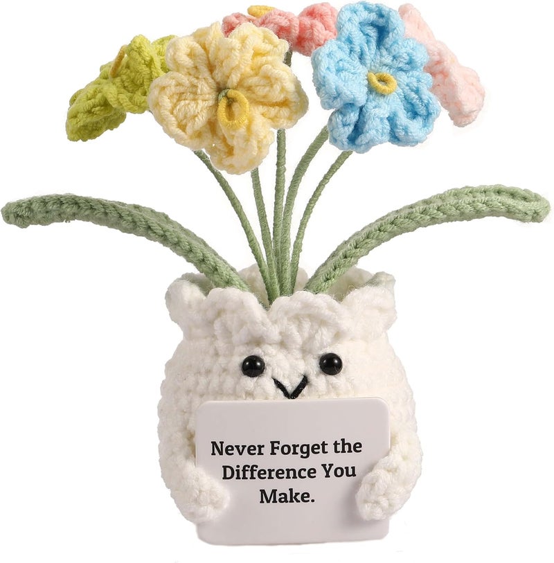 YOOJEE Valentines Day Gifts for Teacher Women Coworker Female Boss Positive Crochet Animals Handmade Emotional Support Appreciation Inspirational Retirement “Never Forget The Difference You Make” - Image 1